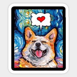 Smiling Corgi Love Sticker